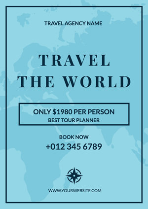 Blue Map Travel Agency Poster Design