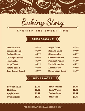 Free Bakery Menu Designs | DesignCap