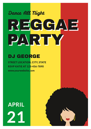 Afro Lady Reggae Party Poster  Design