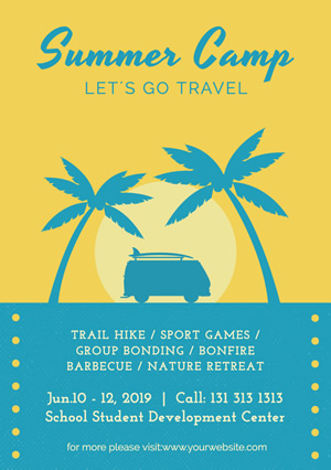 Coconut Tree Summer Camp Flyer Design
