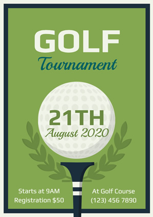 Framed Green Golf Tournament Poster Poster Design