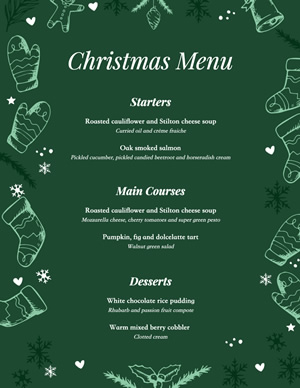 Starters Christmas Menu Menu Design