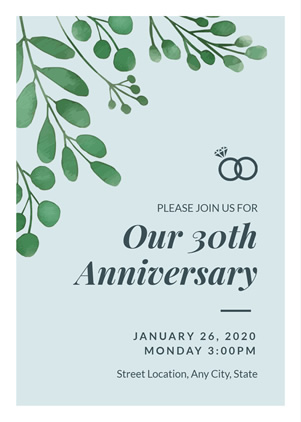 30th Anniversary Invitation Design