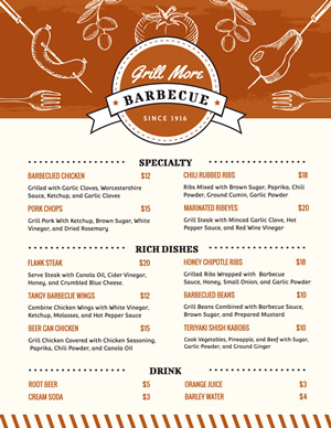 BBQ Menu Menu Design