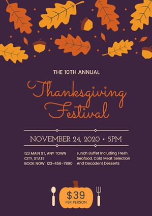 Leaves and Pumpkin Thanksgiving Day Poster Design