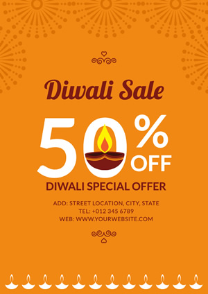 Yellow Oil Lamps Diwali Sale Poster Poster Design