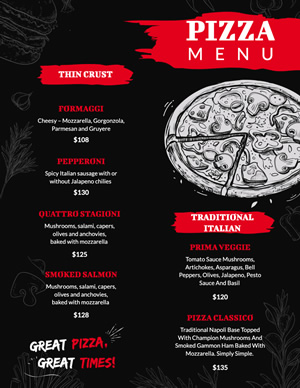 Red and Black Pizza Menu Menu Design