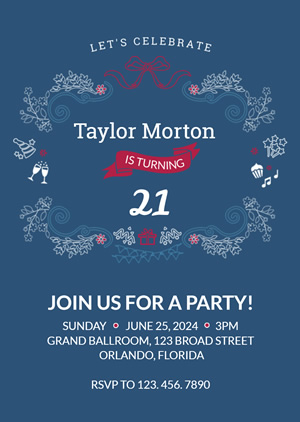 21st Birthday Invitation Design