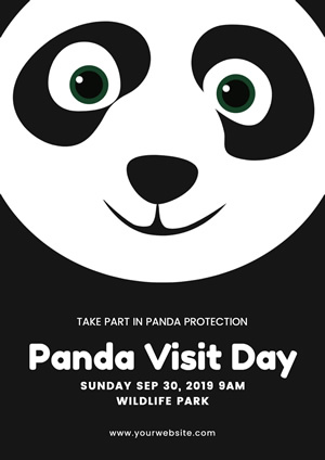 Black and White Cute Cartoon Panda Poster Poster Design