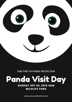 Black and White Cute Cartoon Panda Poster  Design