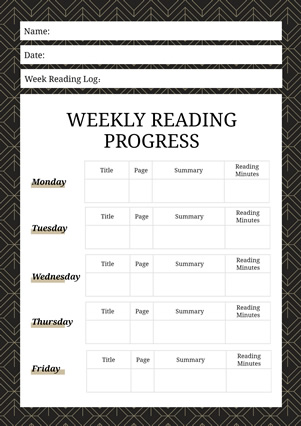 Weekly Reading Progress Schedule Design