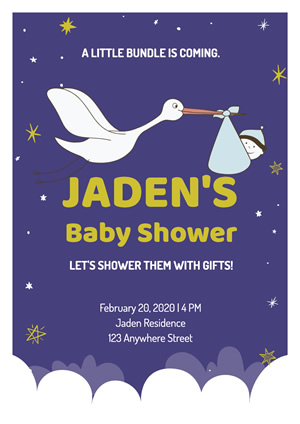 Cute Starry Blue Baby Shower Poster Poster Design