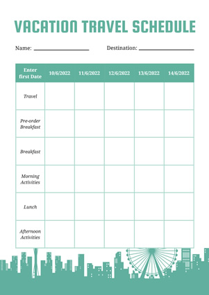 Vacation Travel Schedule Schedule Design