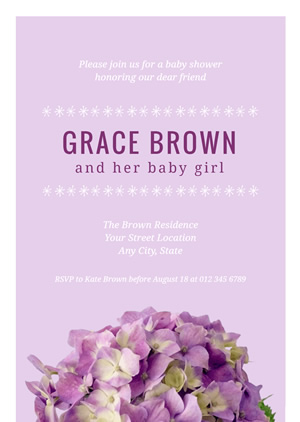 Hydrangea Baby Shower Invitation Design