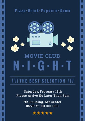 Blue Movie Club Party Flyer Design
