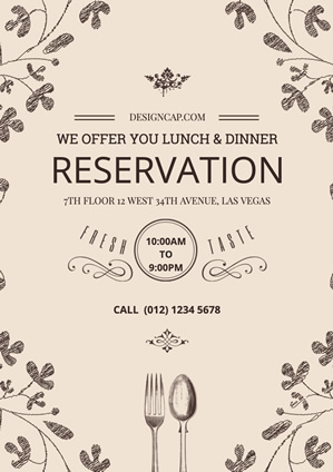 Brown Restaurant Reservation Information Poster Poster Design