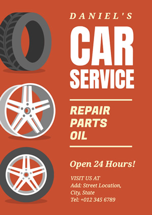Red Tyre Car Service Poster Design