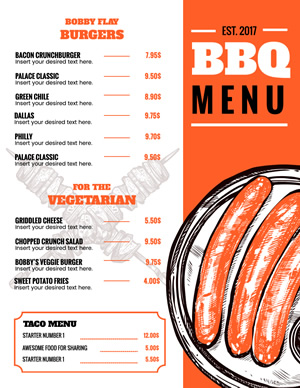 Burgers Bbq Menu Menu Design