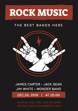 Rock Gesture Music Poster  Design