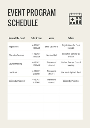 Create Custom Management Schedule Online for Free - DesignCap
