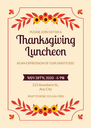 Thanksgiving Lunch Party Invitation Design